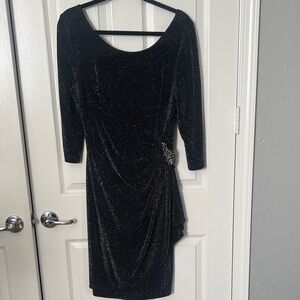 Alex Evenings Glittering Black Long Sleeve Dress